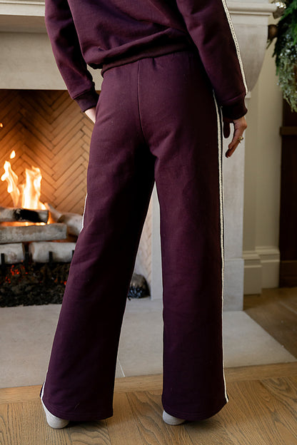 Mickey Wide Leg Jogger in Burgundy - FINAL SALE