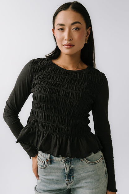 Harry Smocked Top in Black