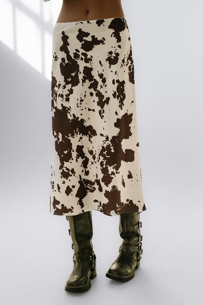 Bethie Cow Print Midi Skirt - FINAL SALE