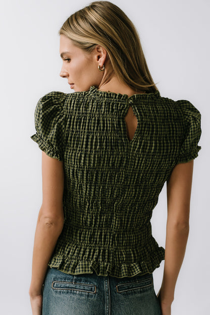 Ruth Smocked Top in Green - FINAL SALE