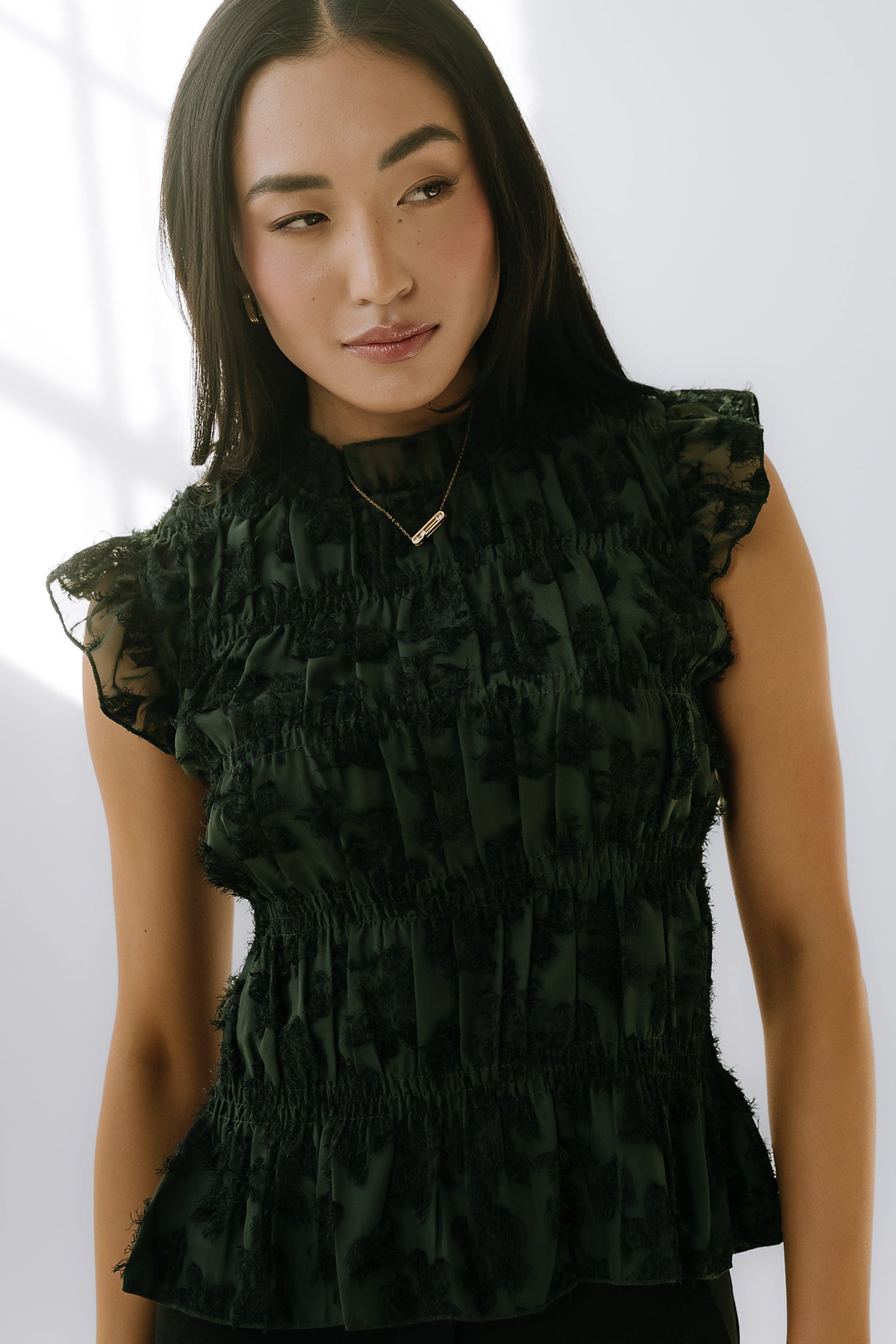 Rodney Smocked Blouse in Green - FINAL SALE