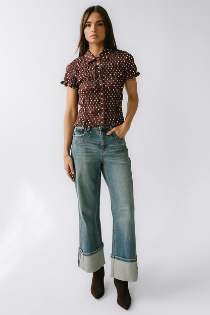 Kreyton Polka Dot Blouse in Dark Brown