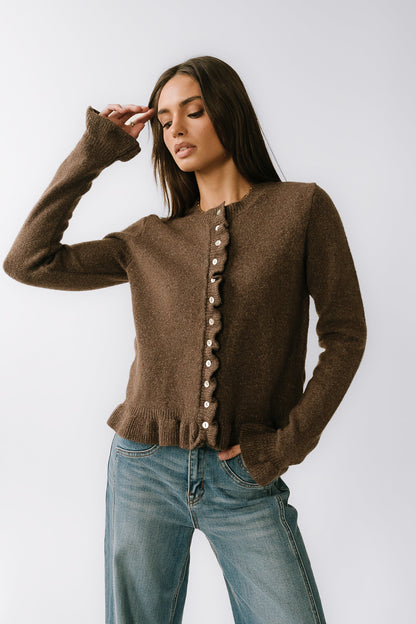 Rosie Ruffle Sweater in Brown - FINAL SALE