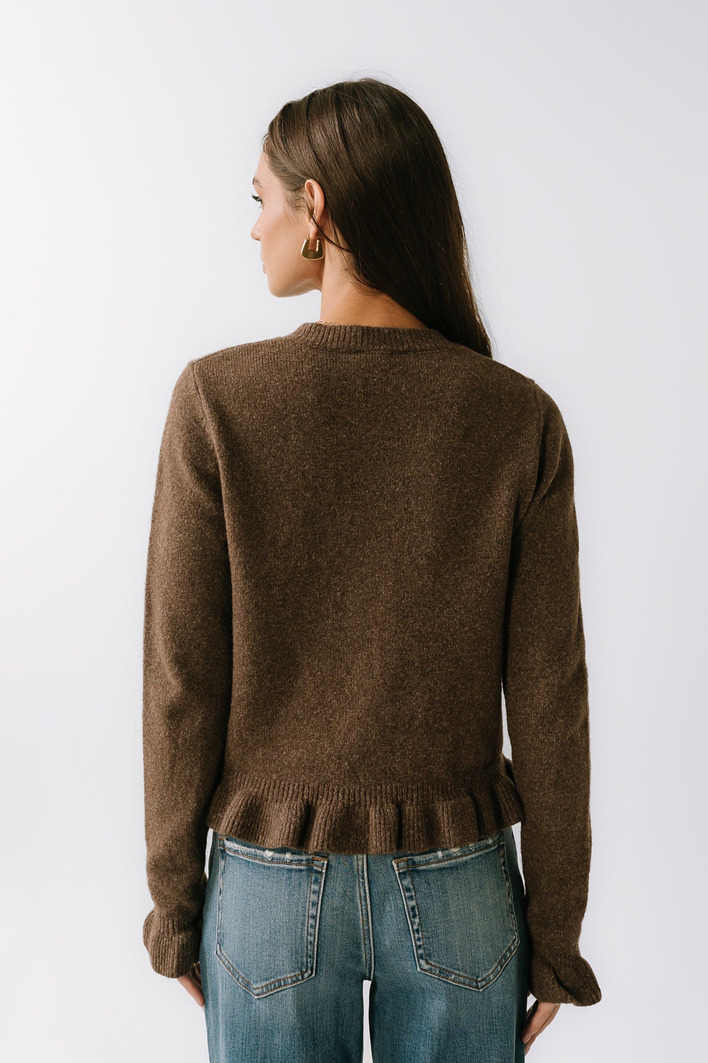 Rosie Ruffle Sweater in Brown - FINAL SALE