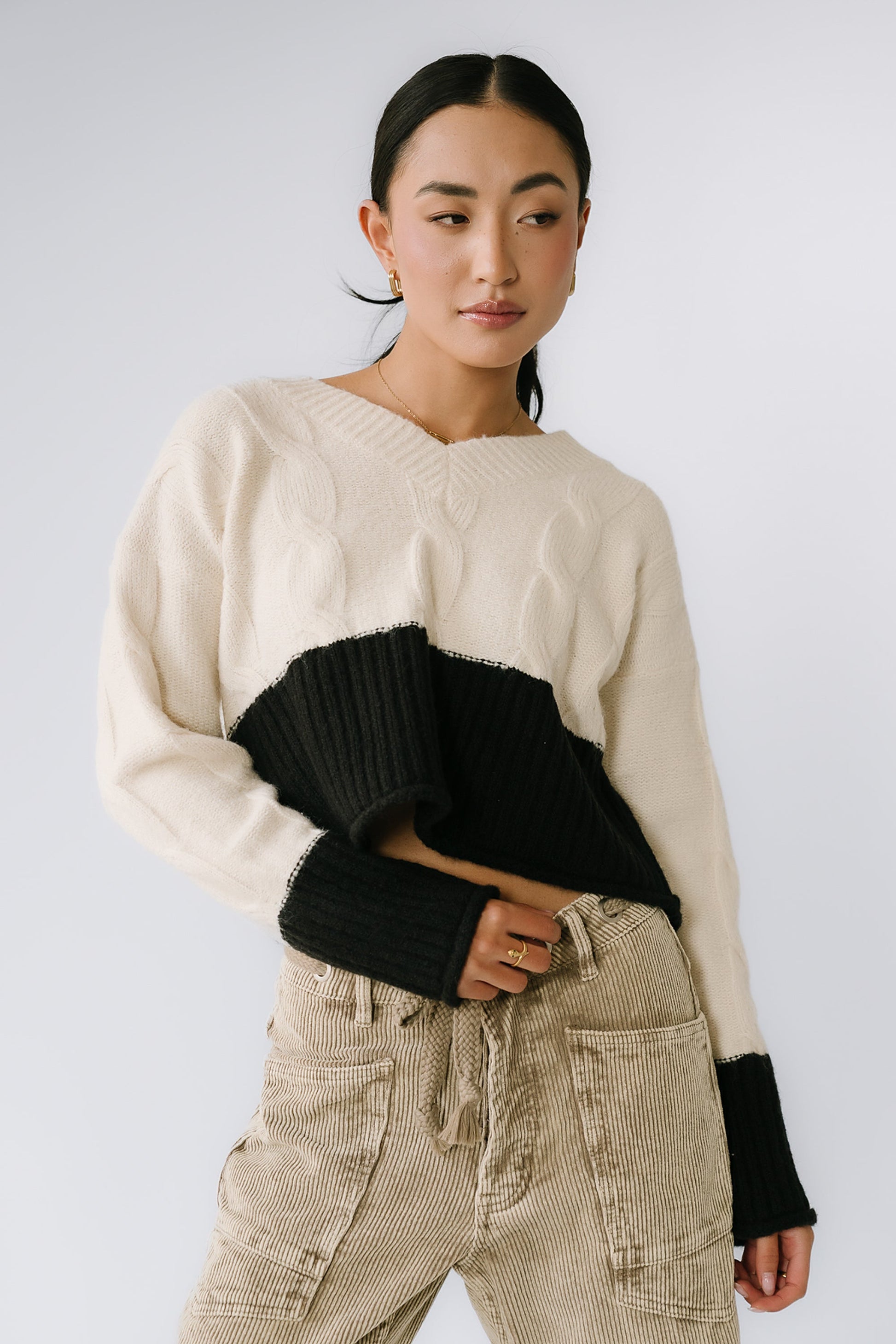 Beckham Cable Knit Sweater in Oatmeal