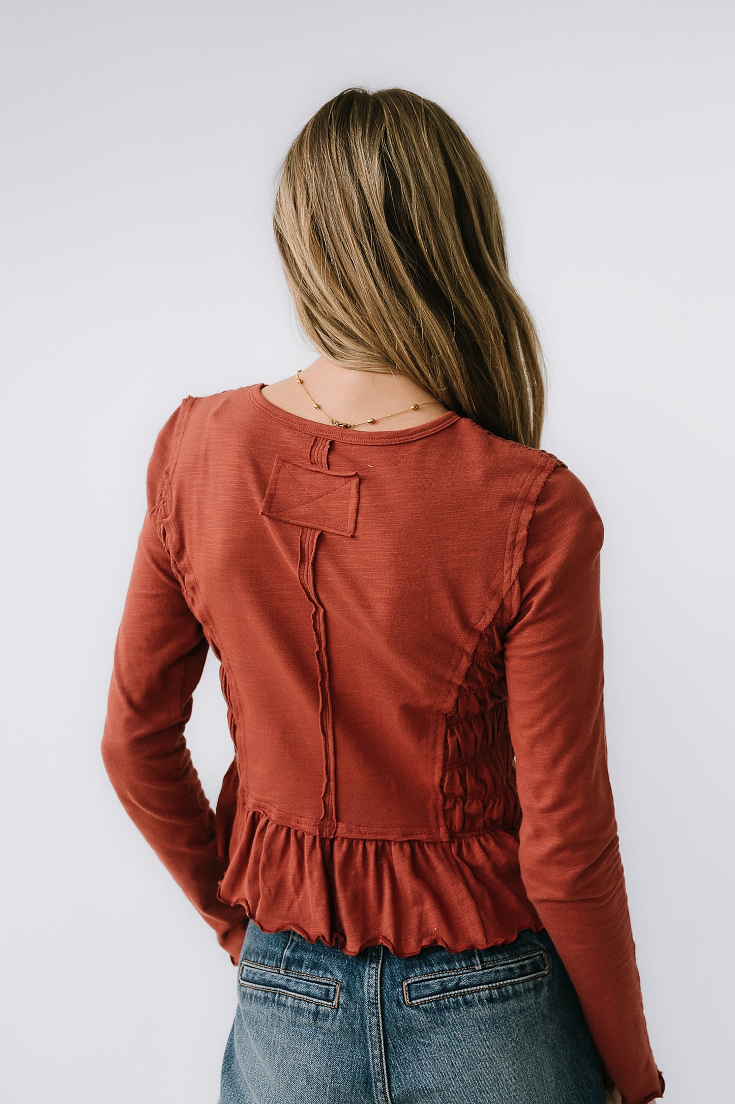 Harry Smocked Top in Brick