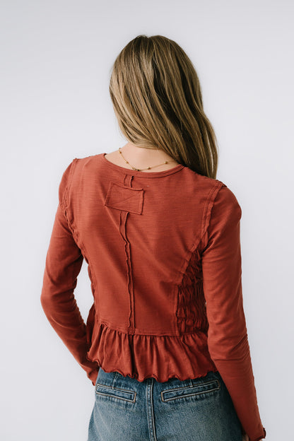 Harry Smocked Top in Brick