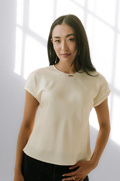 Marvin Satin Blouse in Cream
