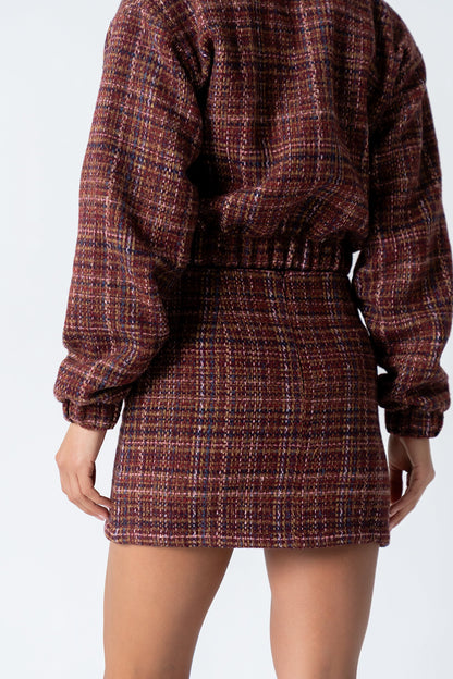 Finley Tweed Mini Skirt in Red