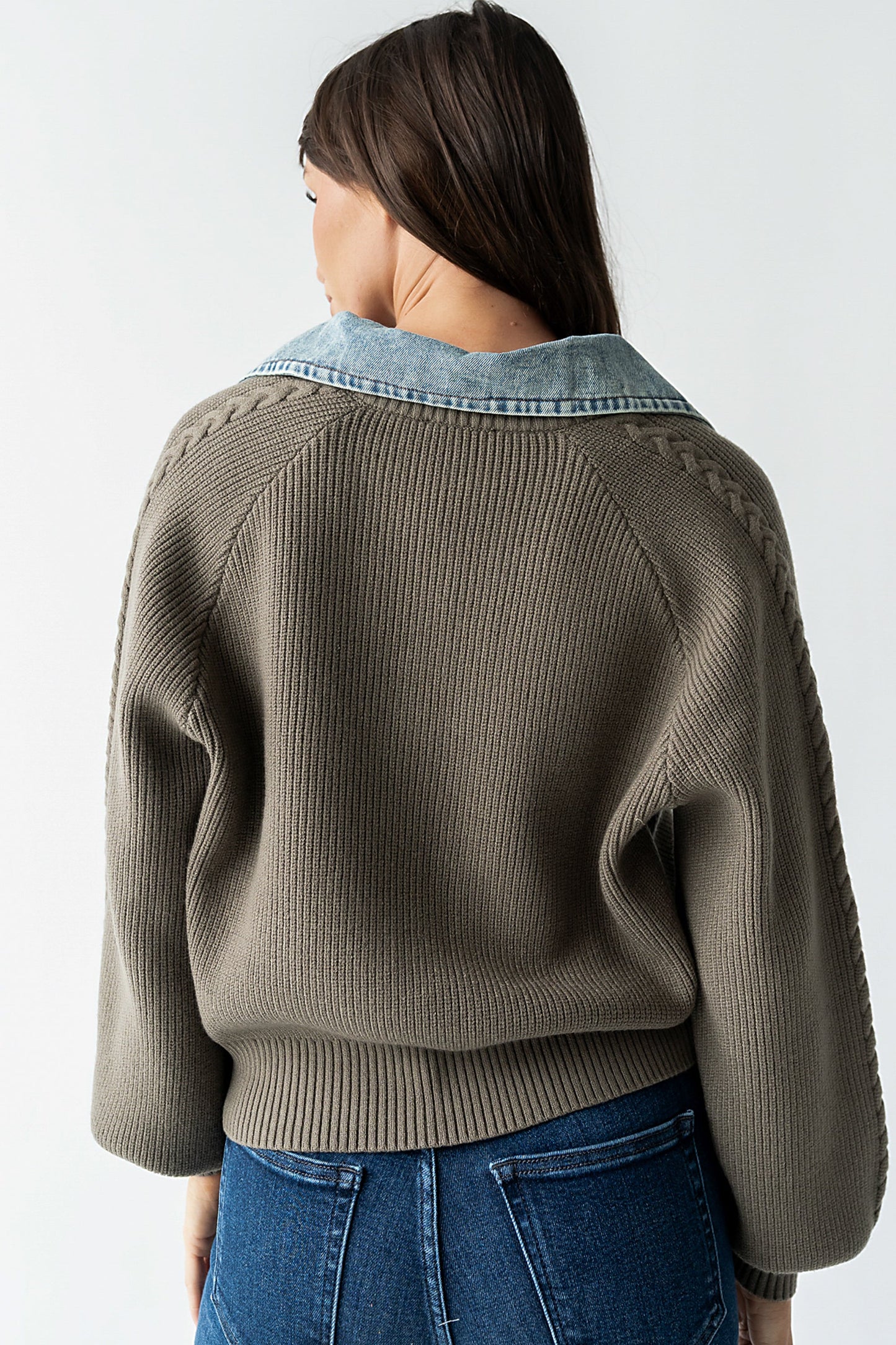 Melissa Contrast Sweater in Olive