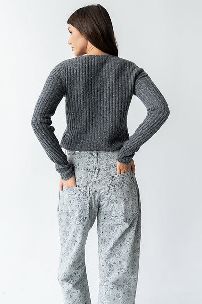 Hellen Knit Cardigan in Charcoal