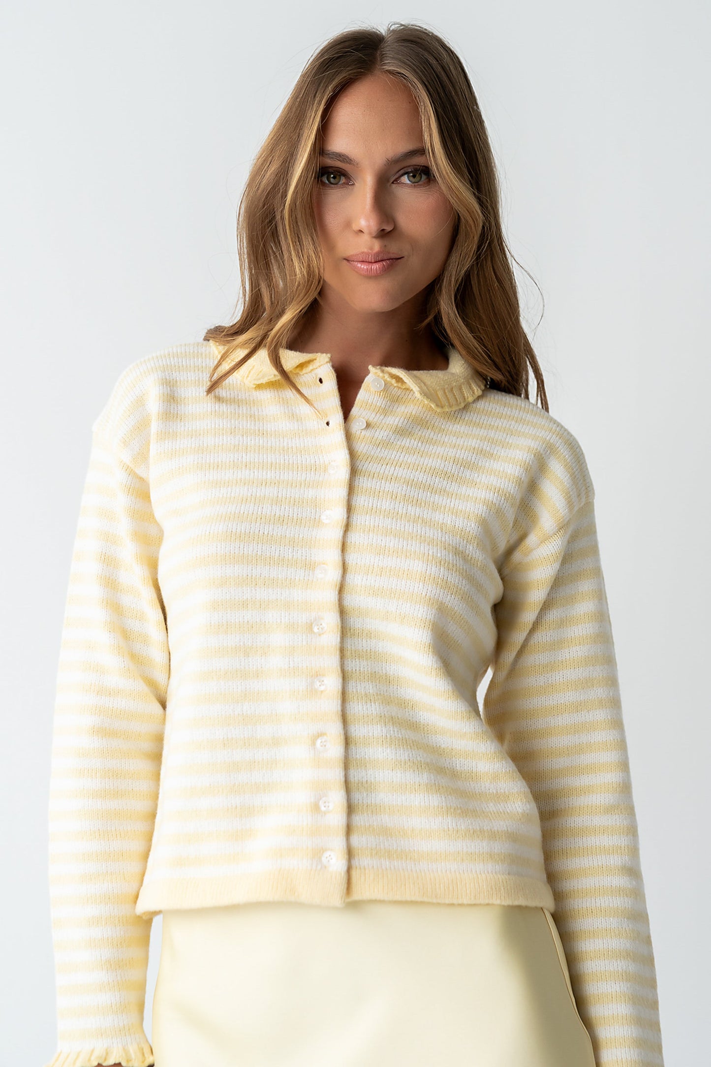 Brenna Striped Cardigan in Yellow