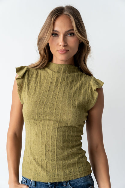 Lue Sheer Top in Olive