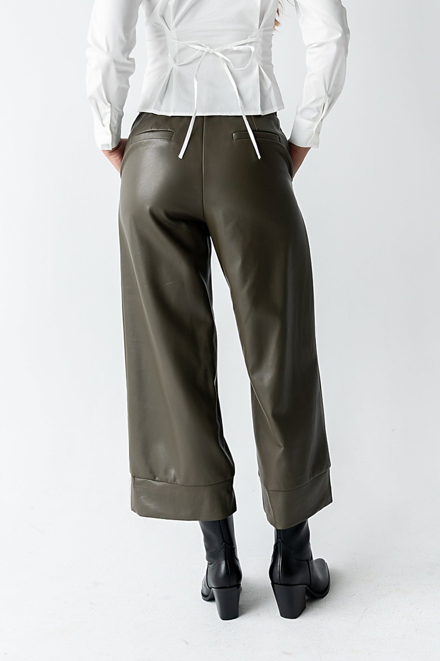 Ulani Vegan Leather Pants in Olive