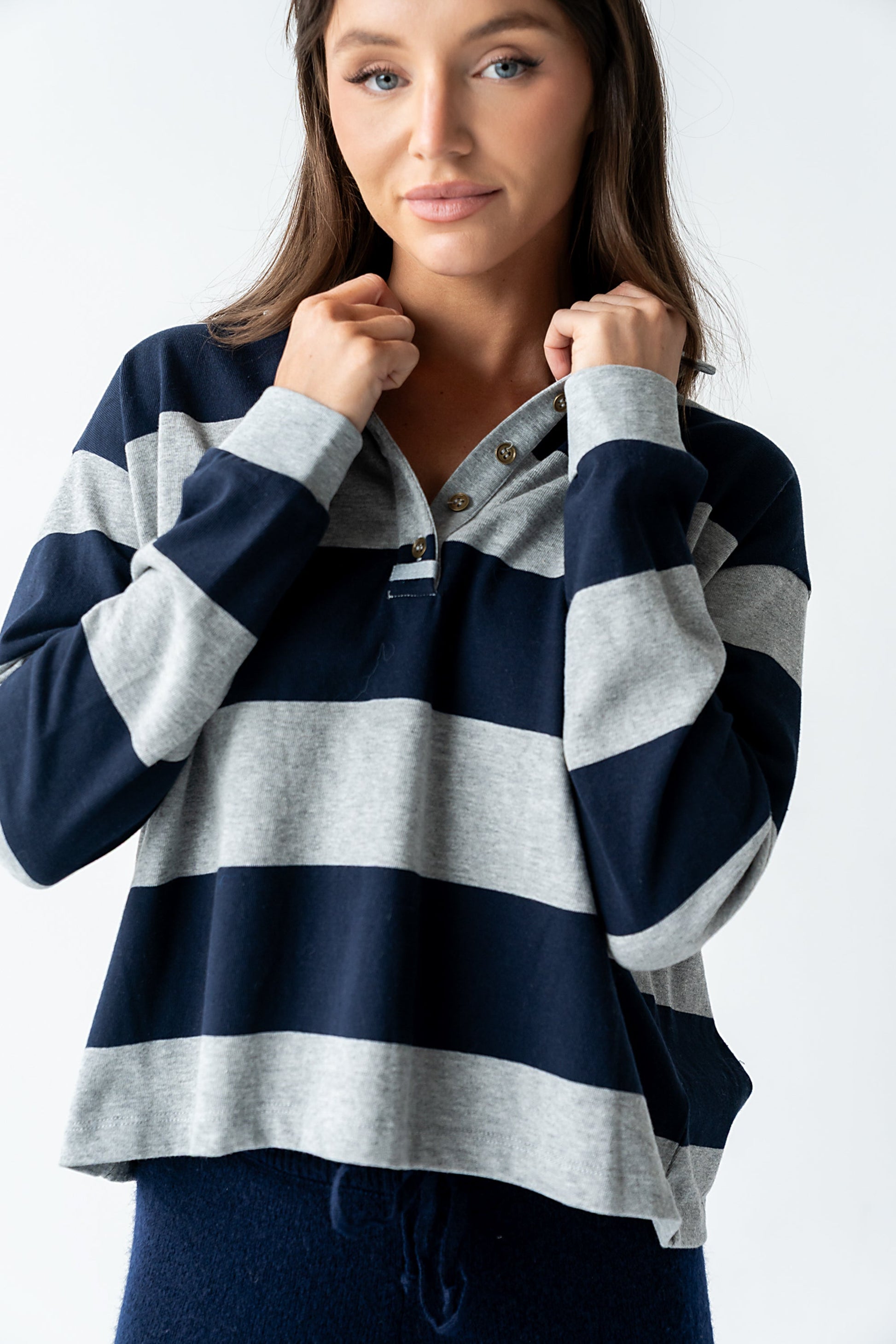 Kaysen Striped Top in Navy