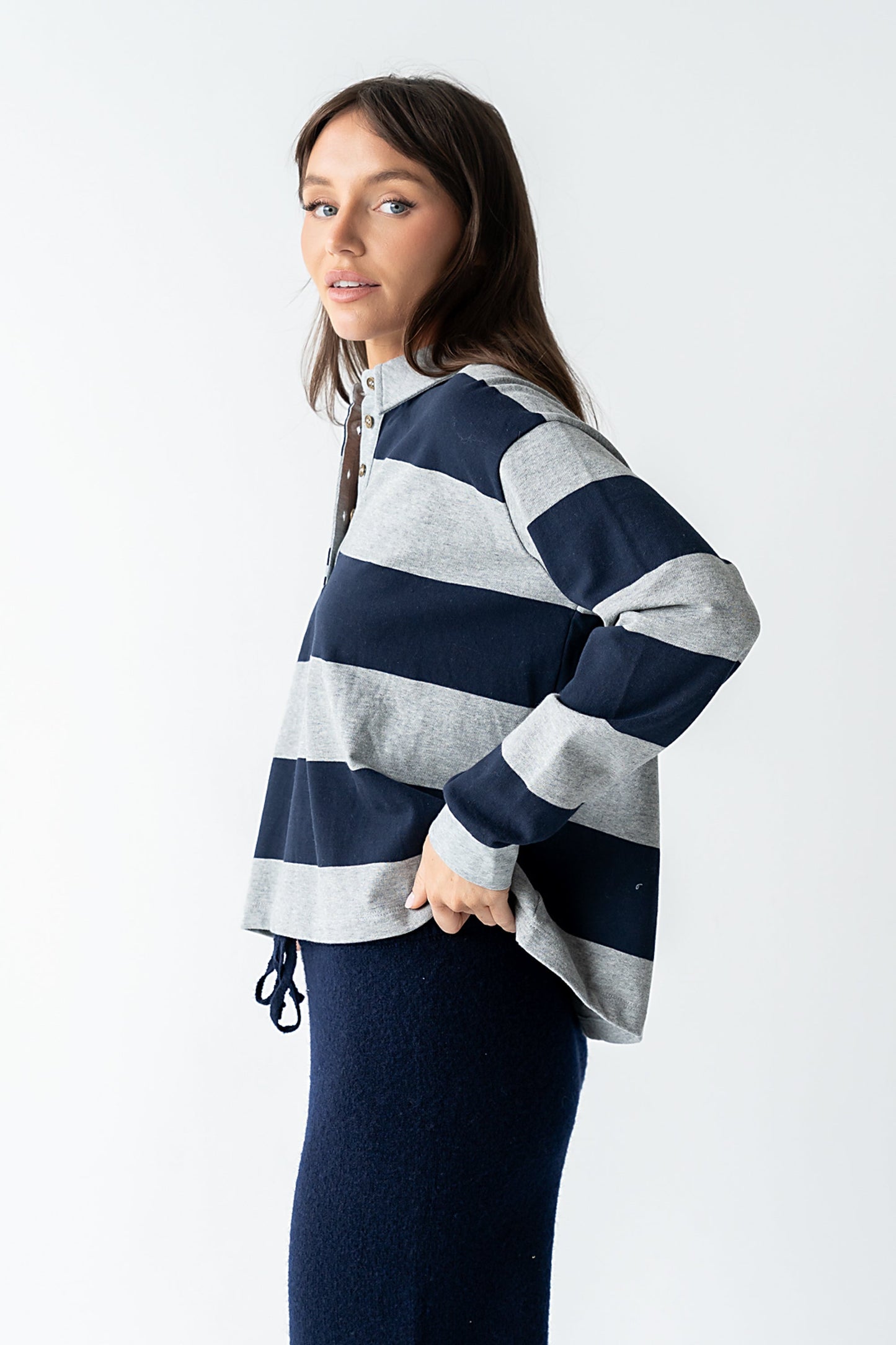 Kaysen Striped Top in Navy