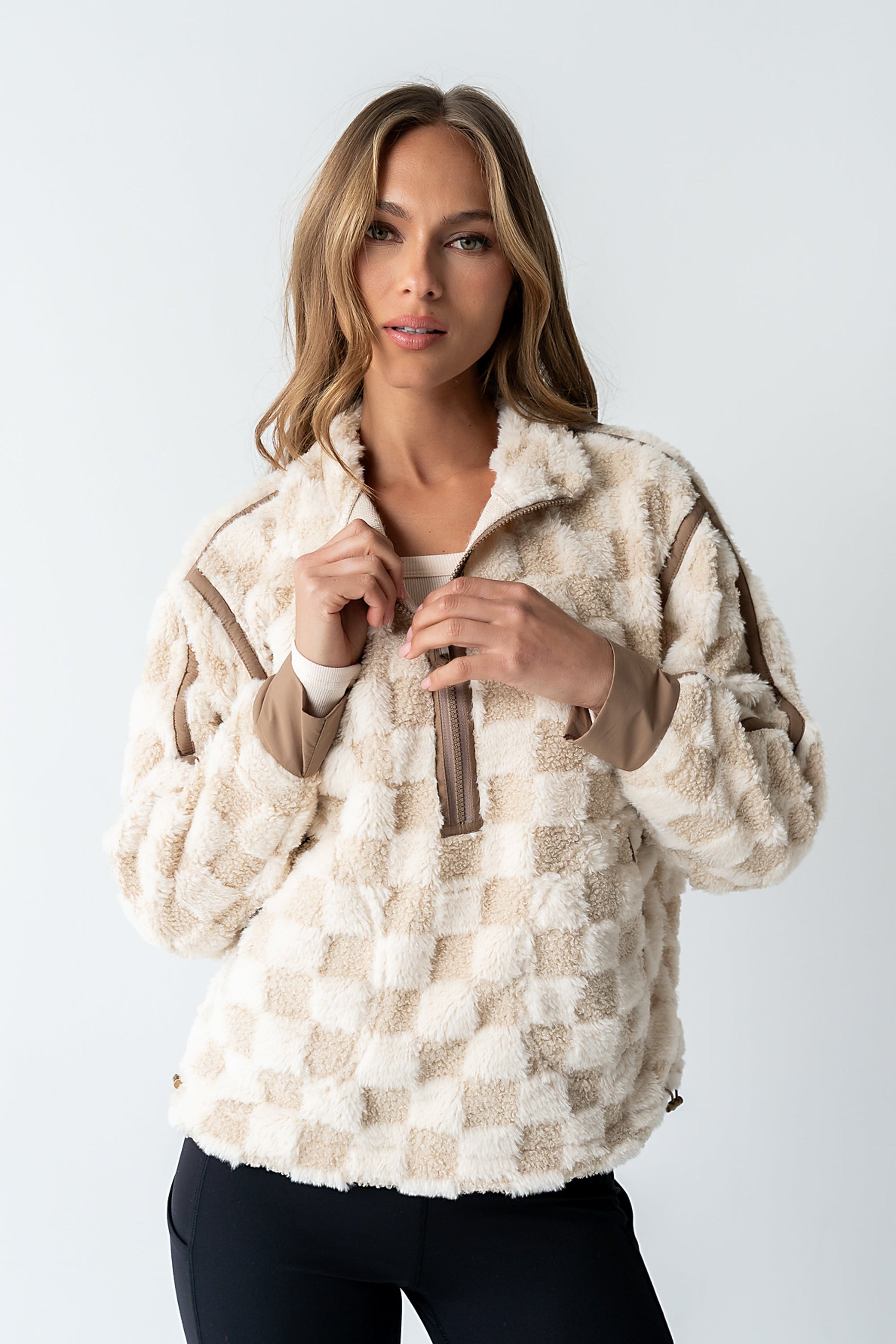 Sheri Checkered Half Zip - FINAL SALE