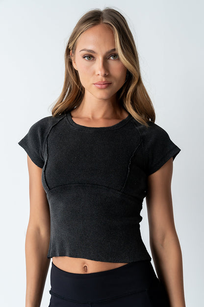 Millie Reverse Seam Top in Black