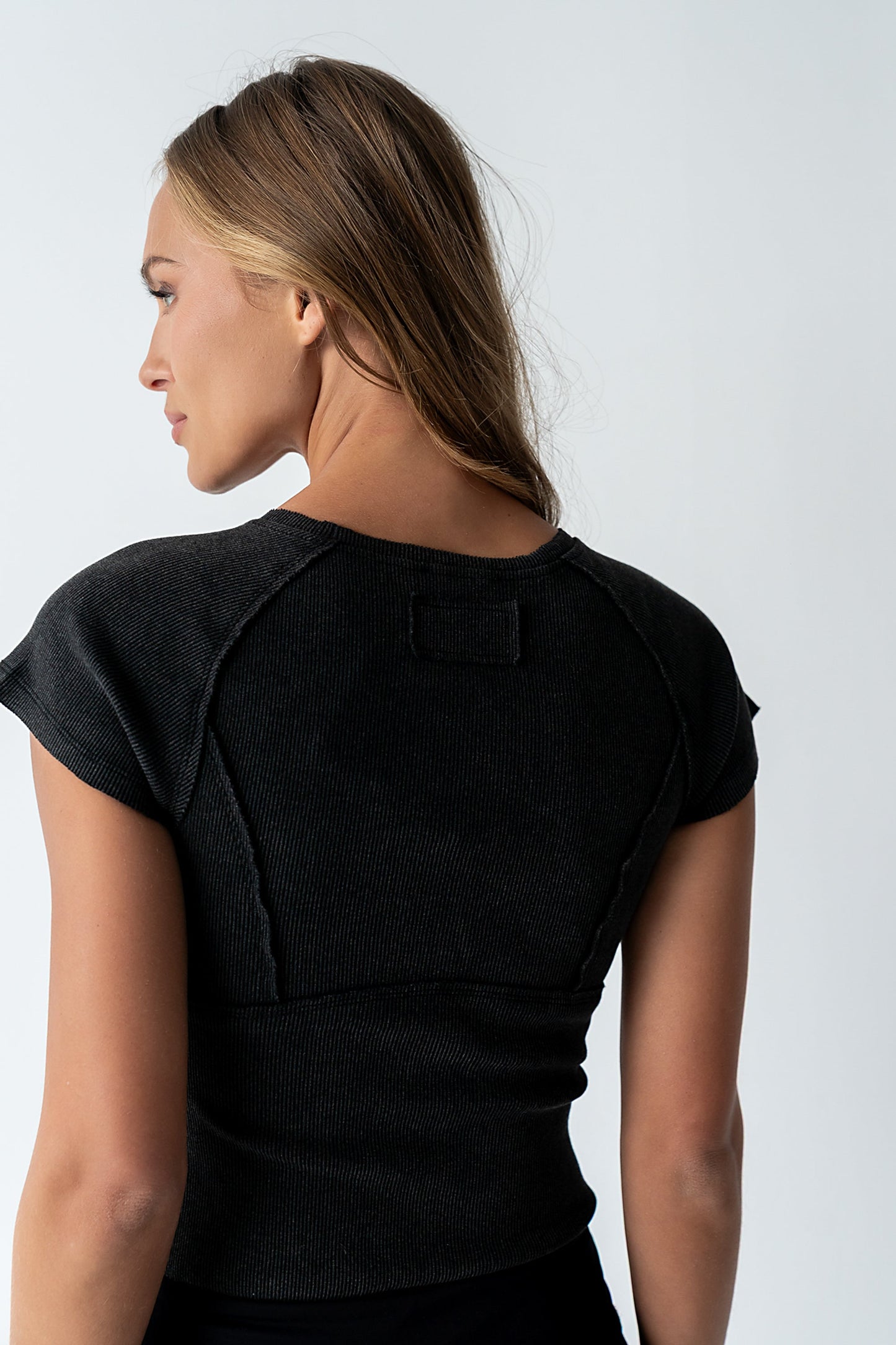 Millie Reverse Seam Top in Black