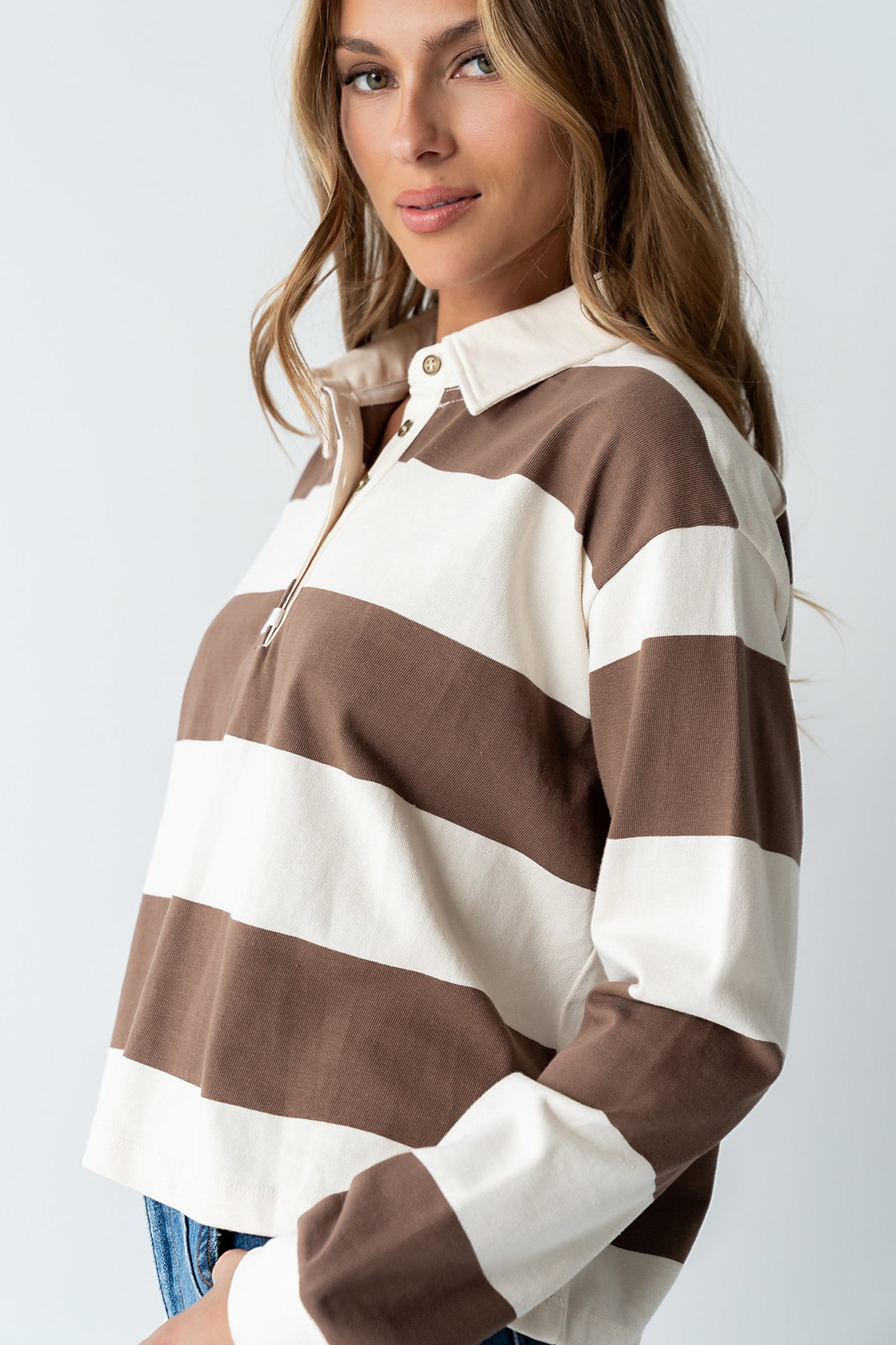 Kaysen Striped Top in Taupe - FINAL SALE