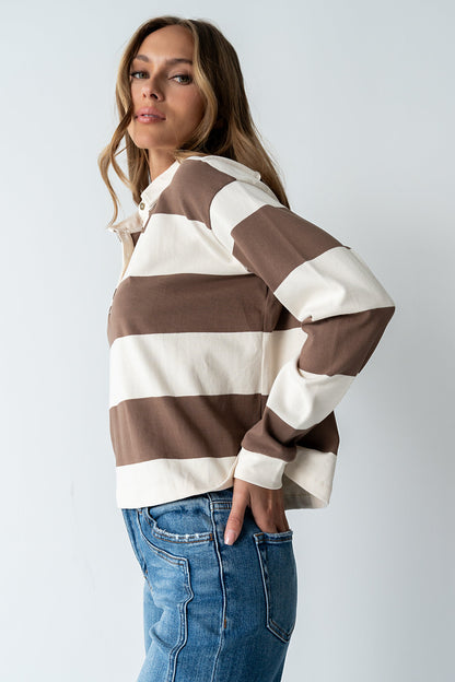 Kaysen Striped Top in Taupe - FINAL SALE