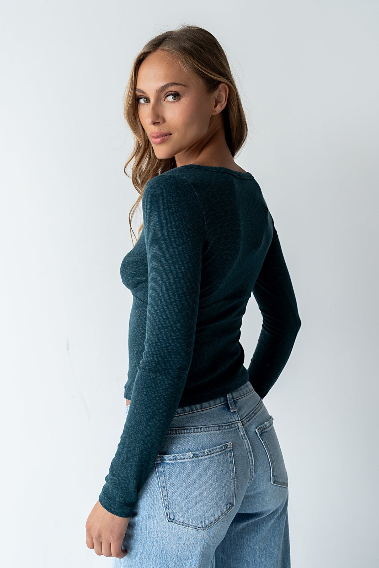 Cierra Knit Top in Teal