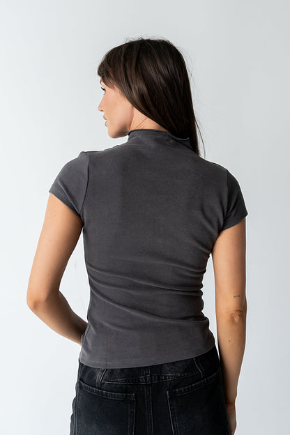 Marilyn Gathered Top in Grey