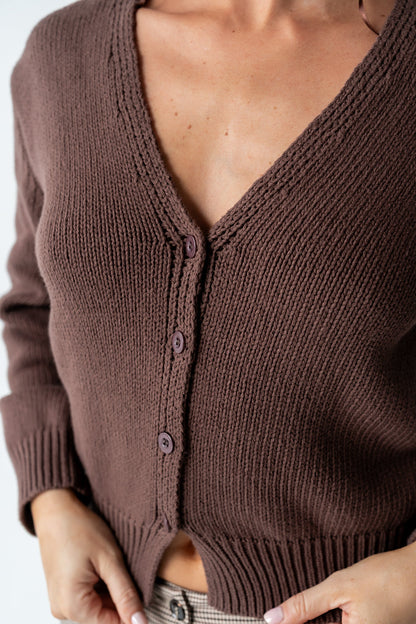 Marlie Knit Cardigan in Brown