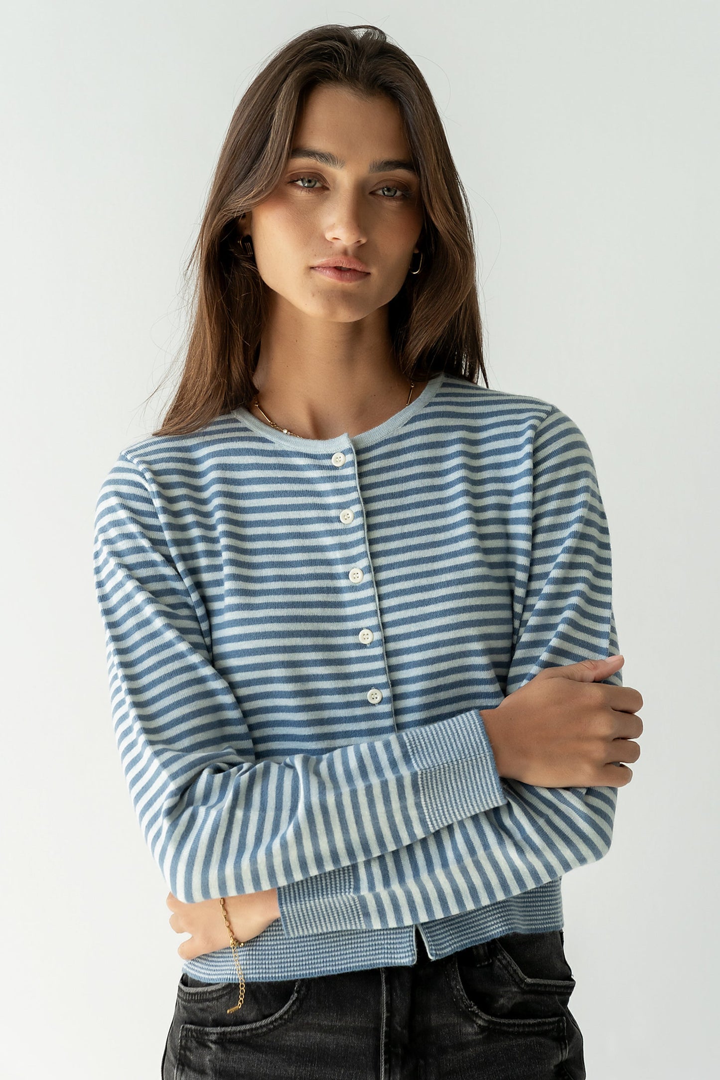 Edesse Striped Cardigan in Blue