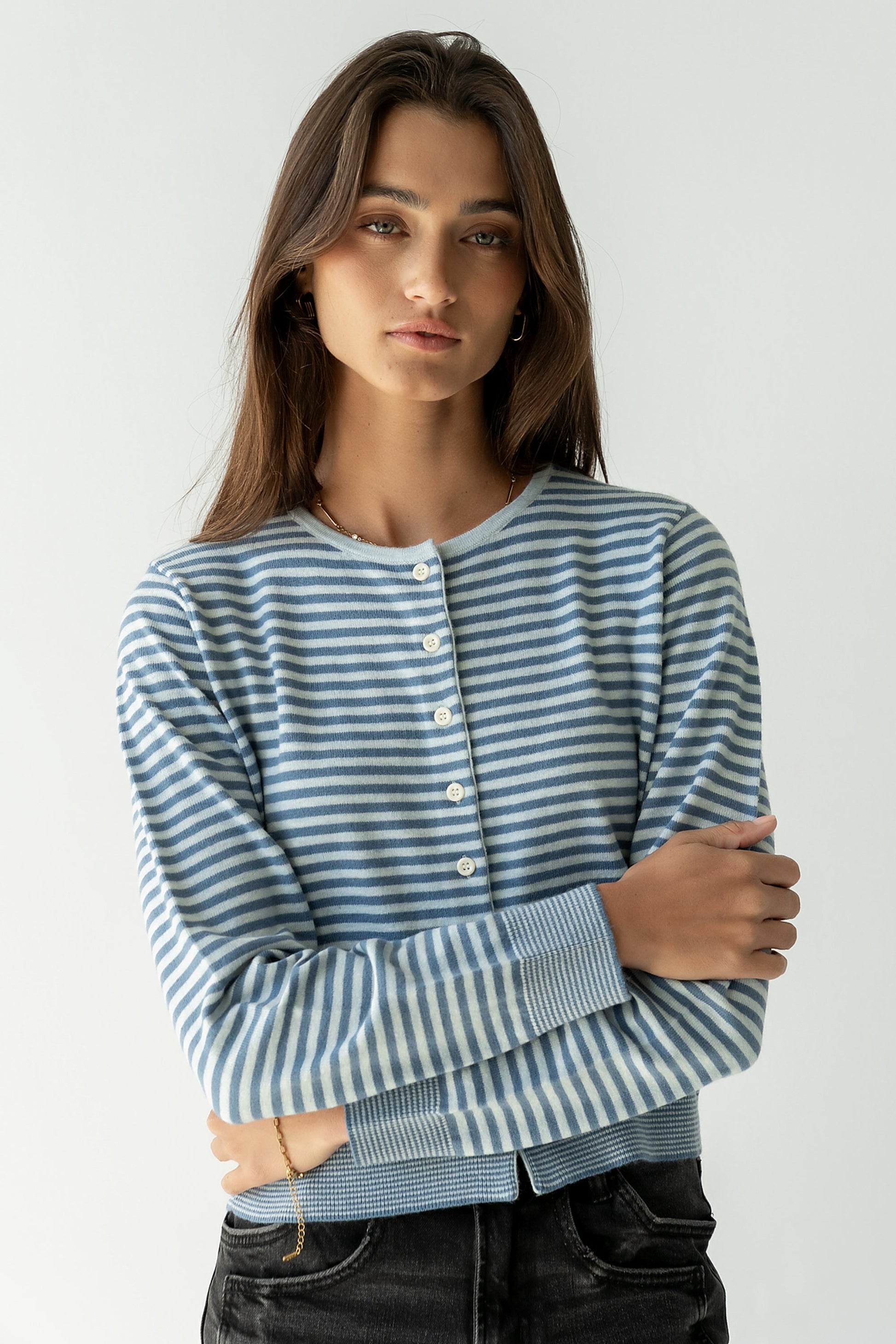 Edesse Striped Cardigan in Blue