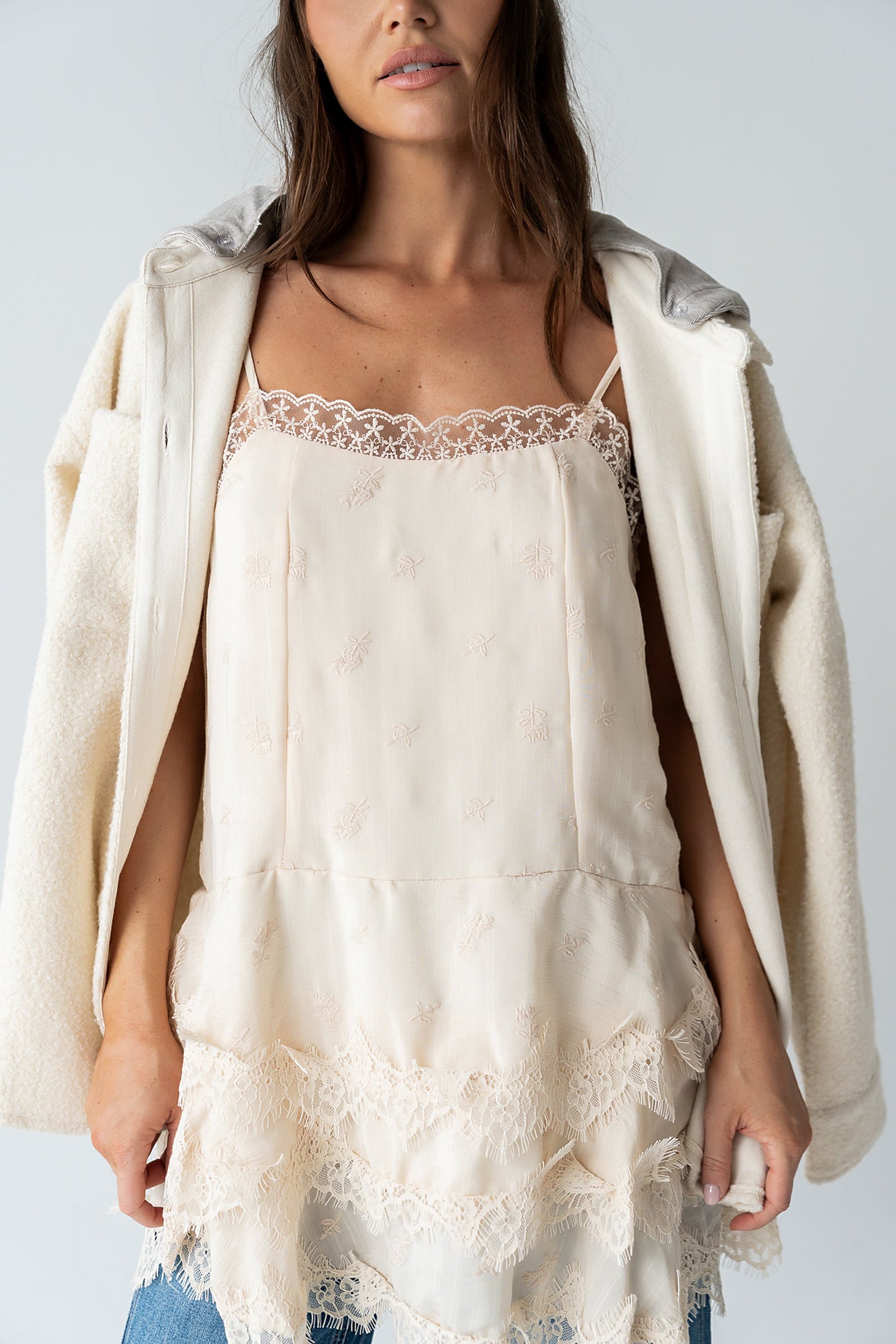 Lewis Lace Mini Dress in Cream