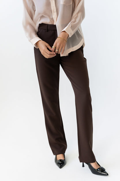 Montie Straight Leg Trousers in Brown