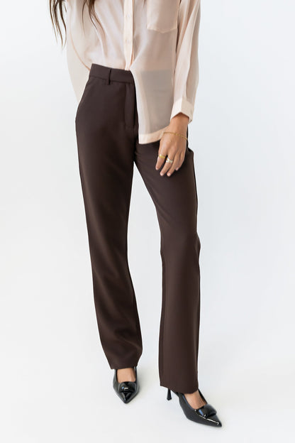 Montie Straight Leg Trousers in Brown
