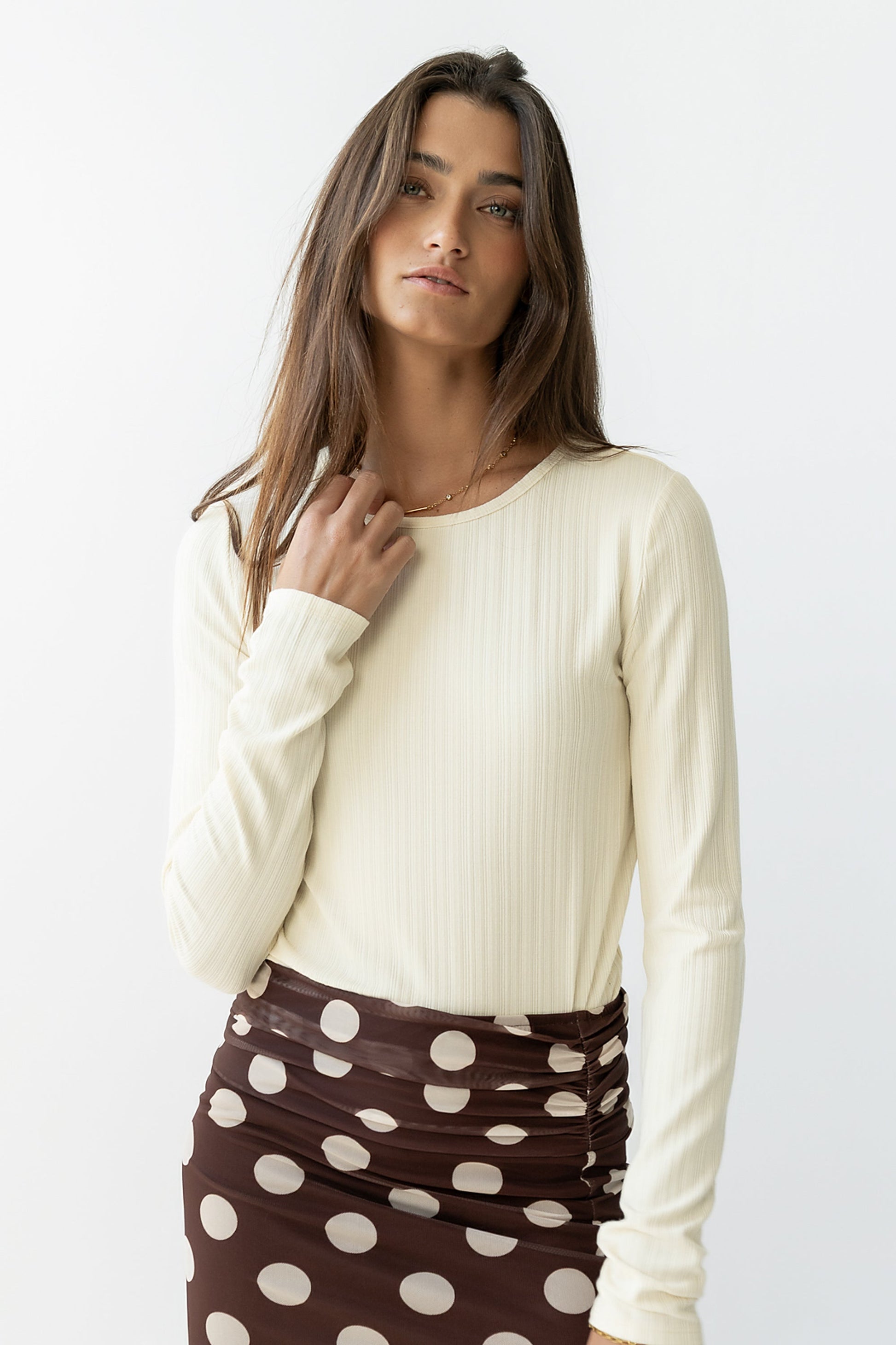 Marceline Textured Top in Cream