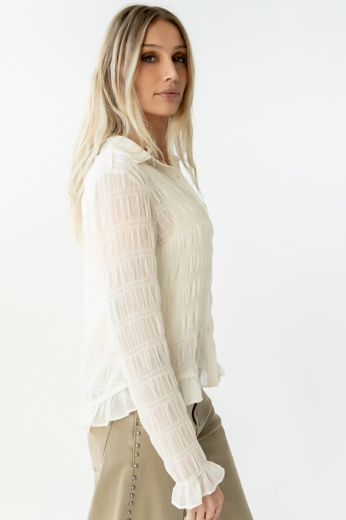 Nicola Sheer Blouse in Cream
