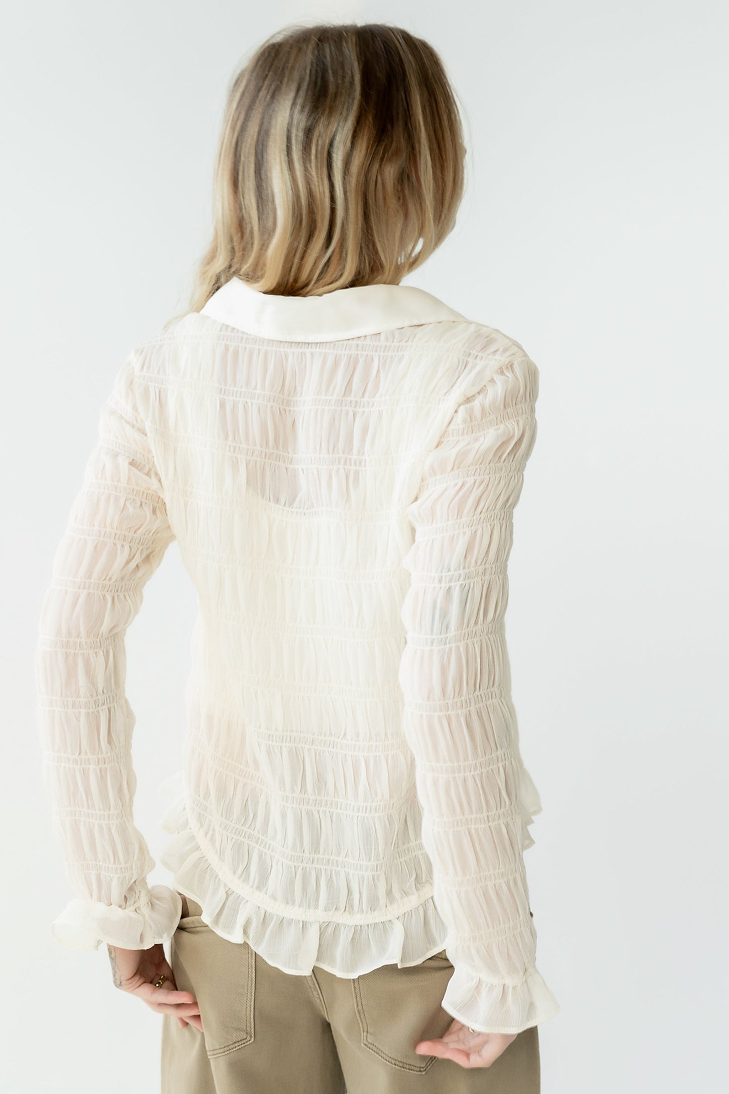 Nicola Sheer Blouse in Cream