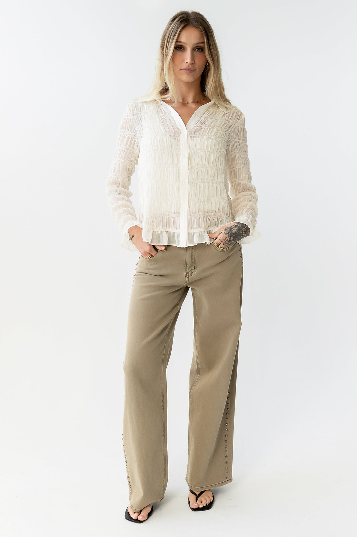Nicola Sheer Blouse in Cream