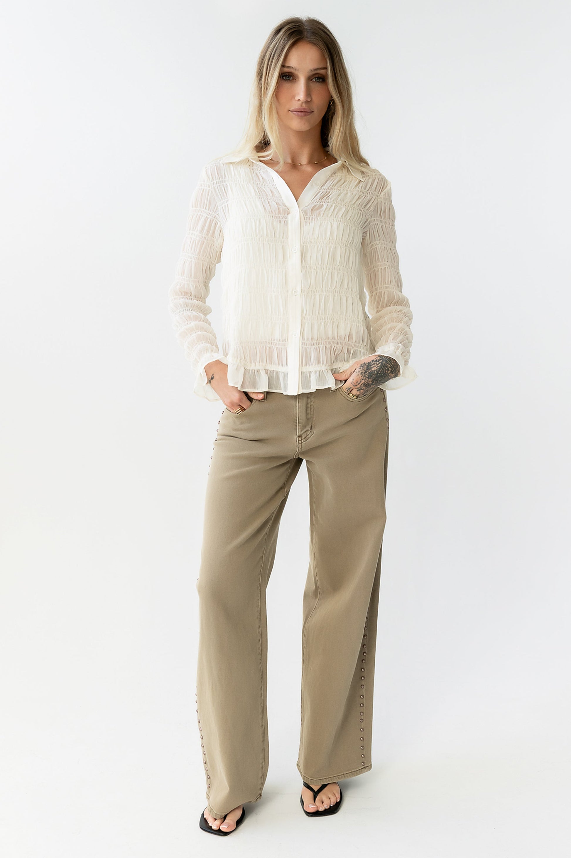 Nicola Sheer Blouse in Cream