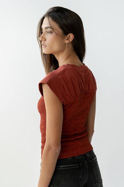 Josey Smocked Top in Brick