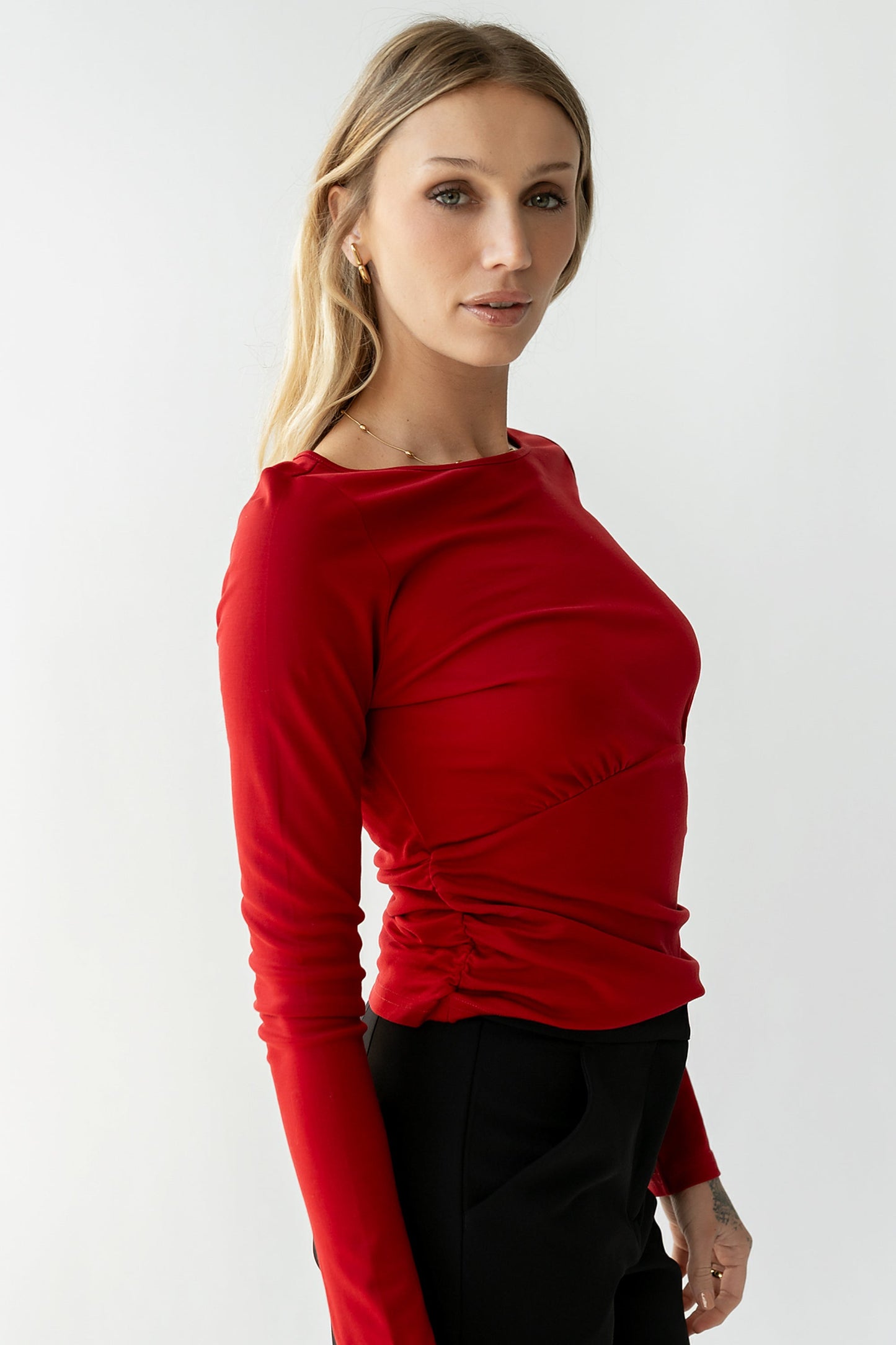 Selena Ruched Top in Red