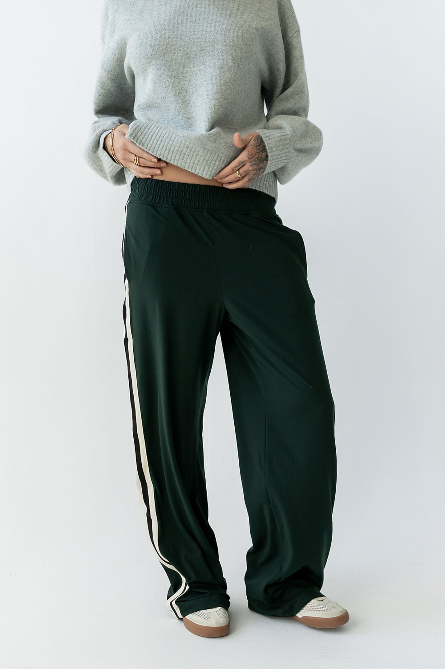Avery Striped Pants in Green - FINAL SALE