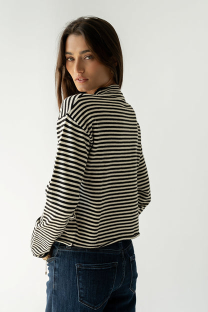 Julianne Striped Cardigan in Black