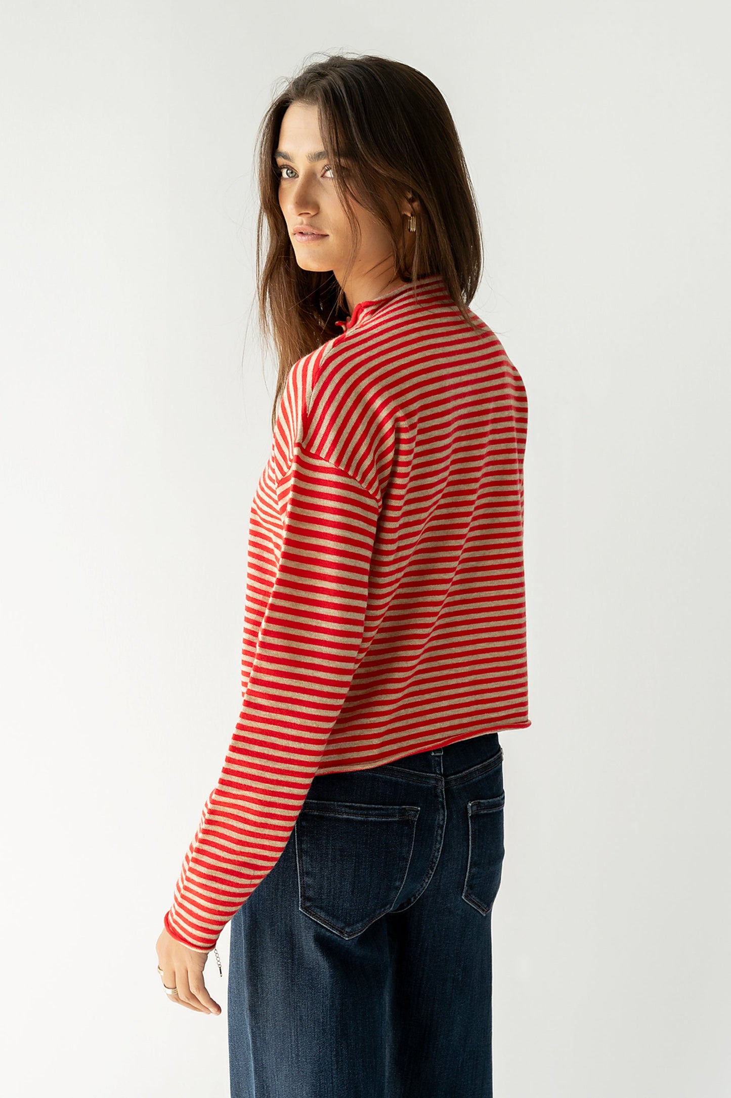 Julianne Striped Cardigan in Red