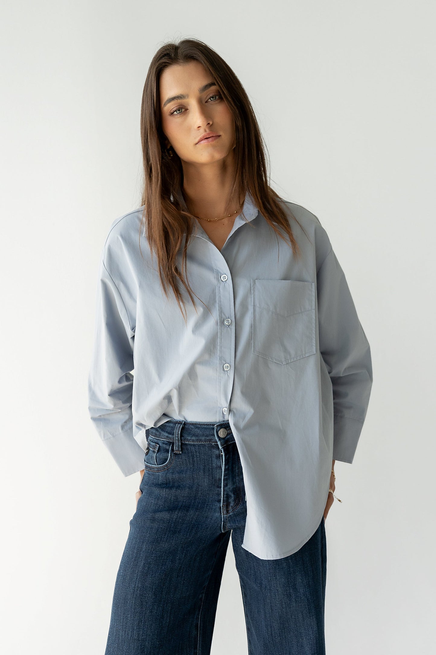 Markell Oversized Button Up in Blue