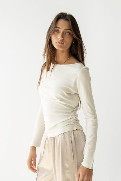 Selena Ruched Top in Bone