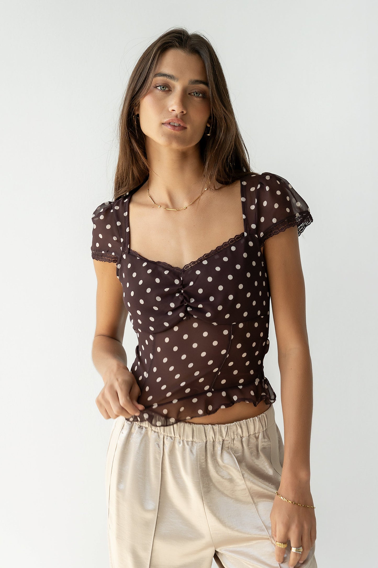 Liam Sheer Polka Dot Top - FINAL SALE