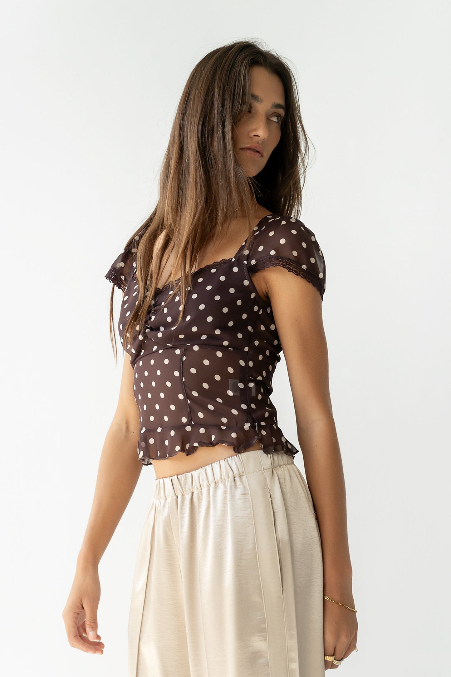 Liam Sheer Polka Dot Top - FINAL SALE