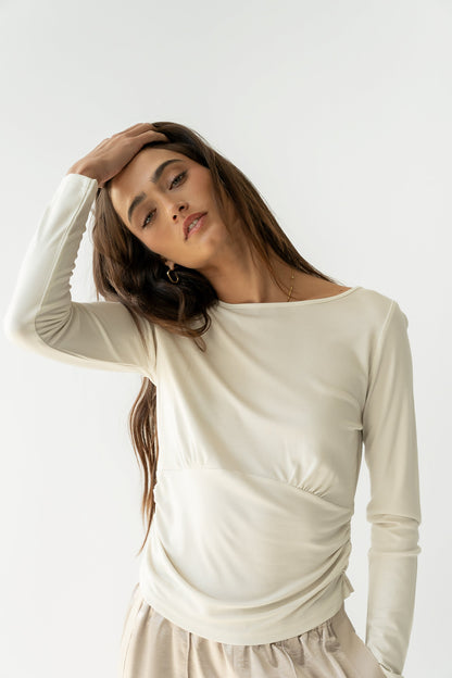 Selena Ruched Top in Bone