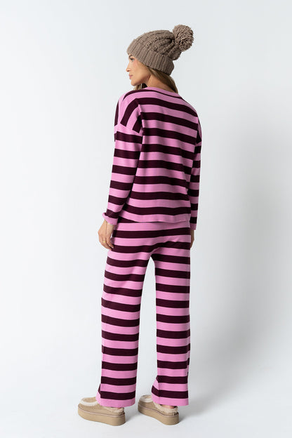 Joey Striped Wide Leg Pants in Berry - FINAL SALE