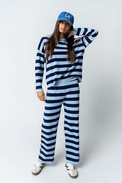 Joey Striped Wide Leg Pants in Navy - FINAL SALE